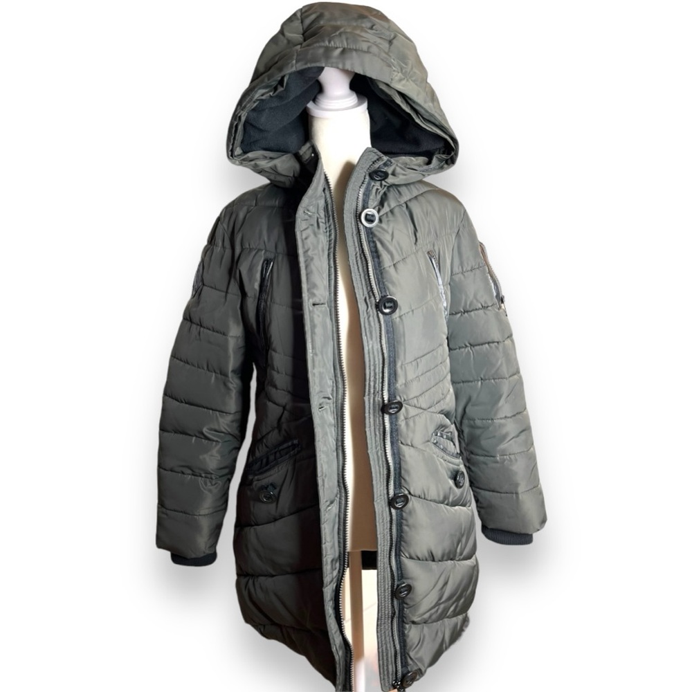 Girls Green Diesel Hooded Puffer Coat Size 12